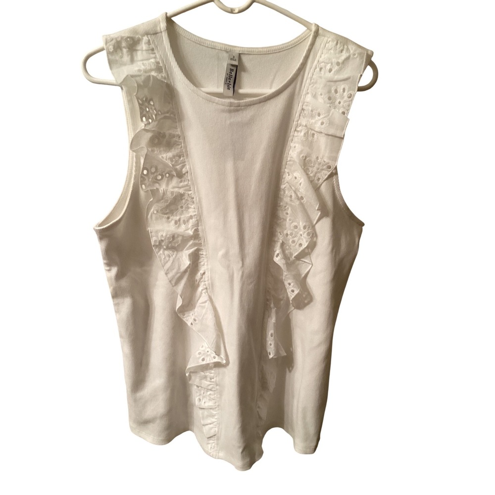 Torrid Belle Isle White Eyelet Ruffle Ribbed Tank Top Plus Size 3 3X 22-24 NEW